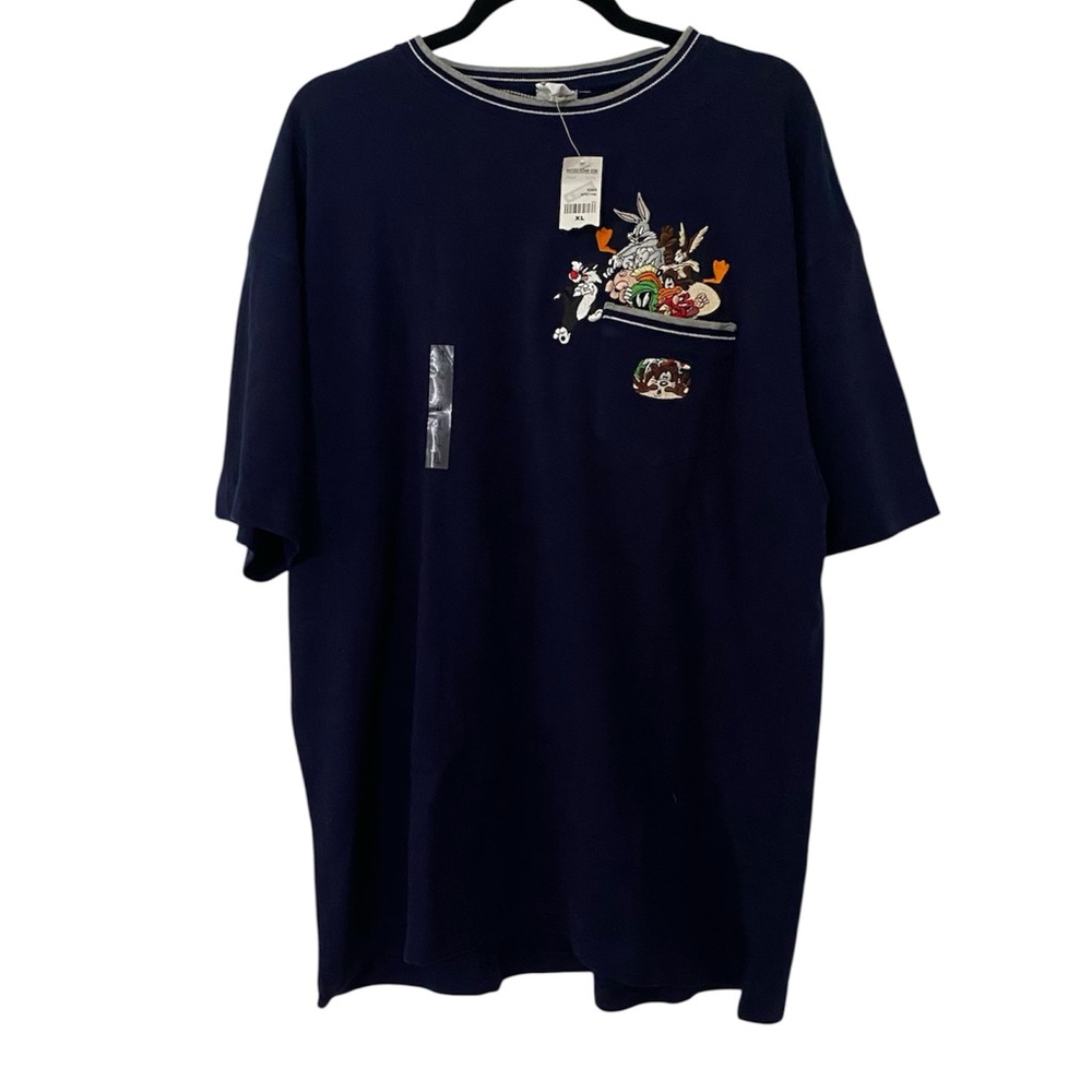 NWT Vintage 1990s WARNER BROS STUDIO Navy Blue Graphic Character Shirt XL